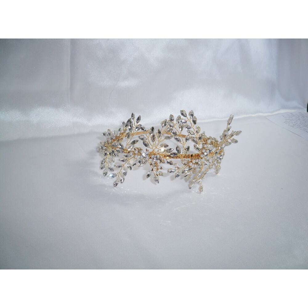 Gold rhinestone crystal headband, Bridal headband , prom party tiara headband